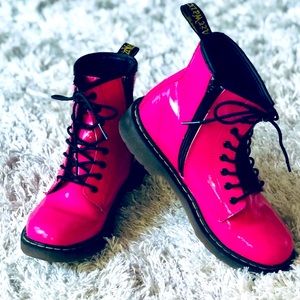 Dr. Marten Hot Pink Patent Leather Lace Up Boots